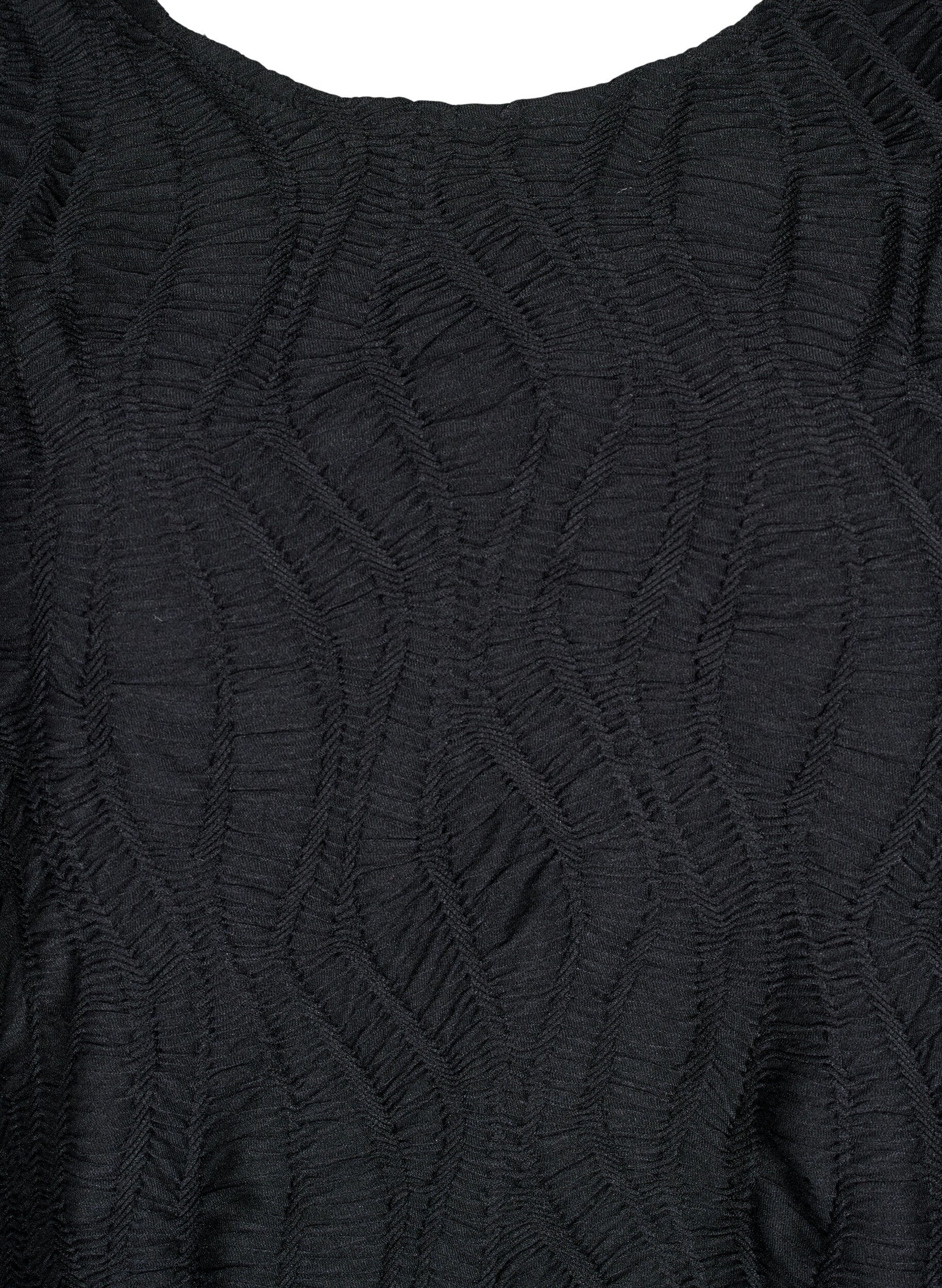 ZizziChemisier avec texture et manches 3/4, Noir, Packshot image number 2