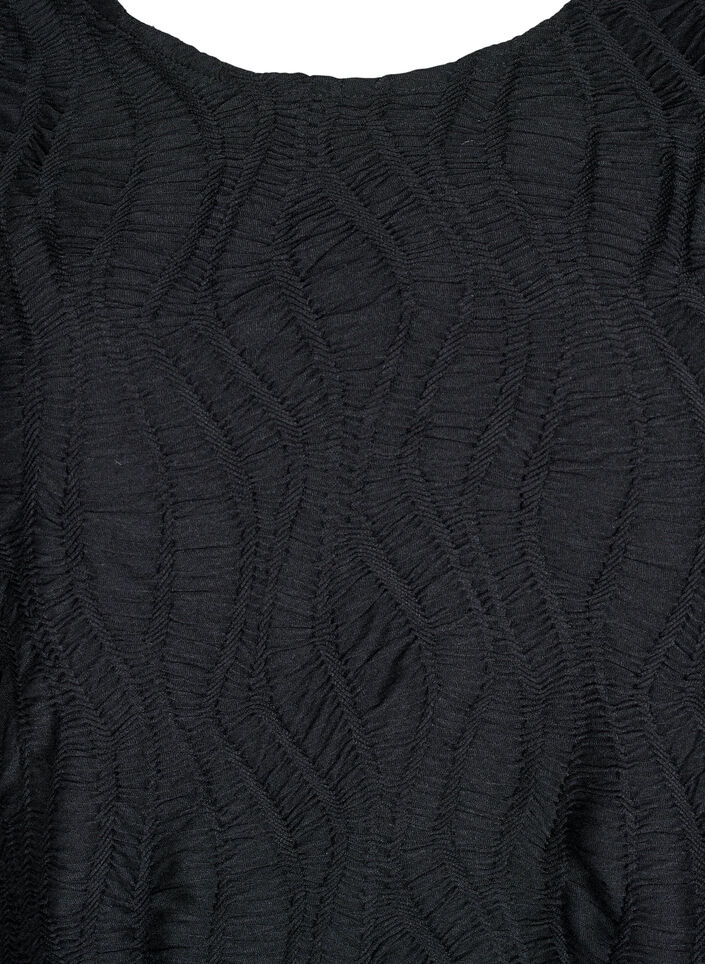 Chemisier avec texture et manches 3/4, Noir, Packshot image number 2
