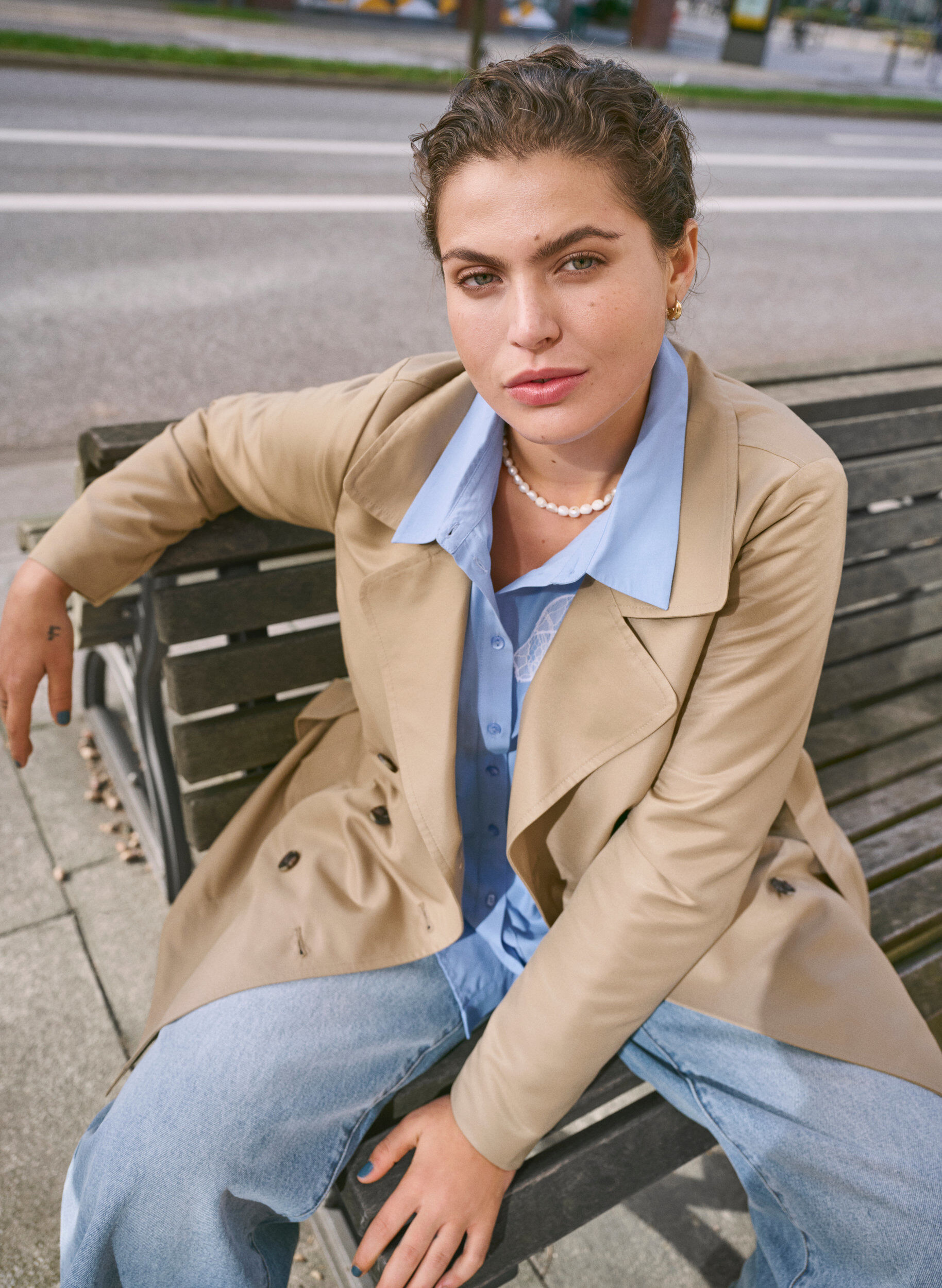 Zizzi Trench court avec ceinture, Beige, Image image number 0