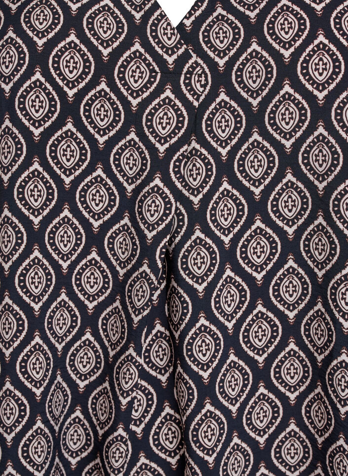 Robe &agrave; col en V en viscose, Bleu, Packshot image number 2