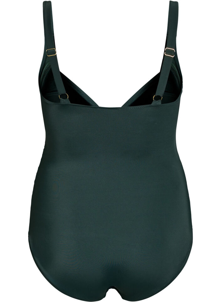 Maillot de bain avec anneau et drap&eacute;, Vert fonc&eacute;, Packshot image number 1