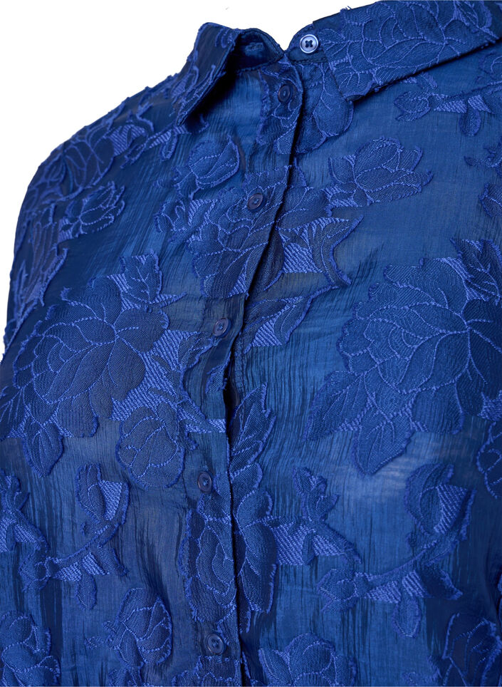 Chemise longue en jacquard, Mazarine Blue, Packshot image number 2