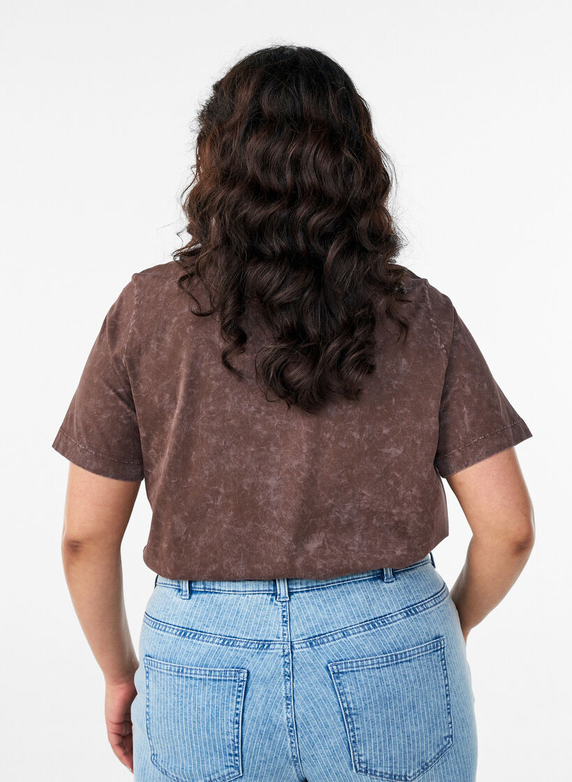 T-shirt en coton avec imprim&eacute; devant, Marron, Model image number 2