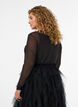 Blouse en maille transparente avec strass, Noir, Model image number 2