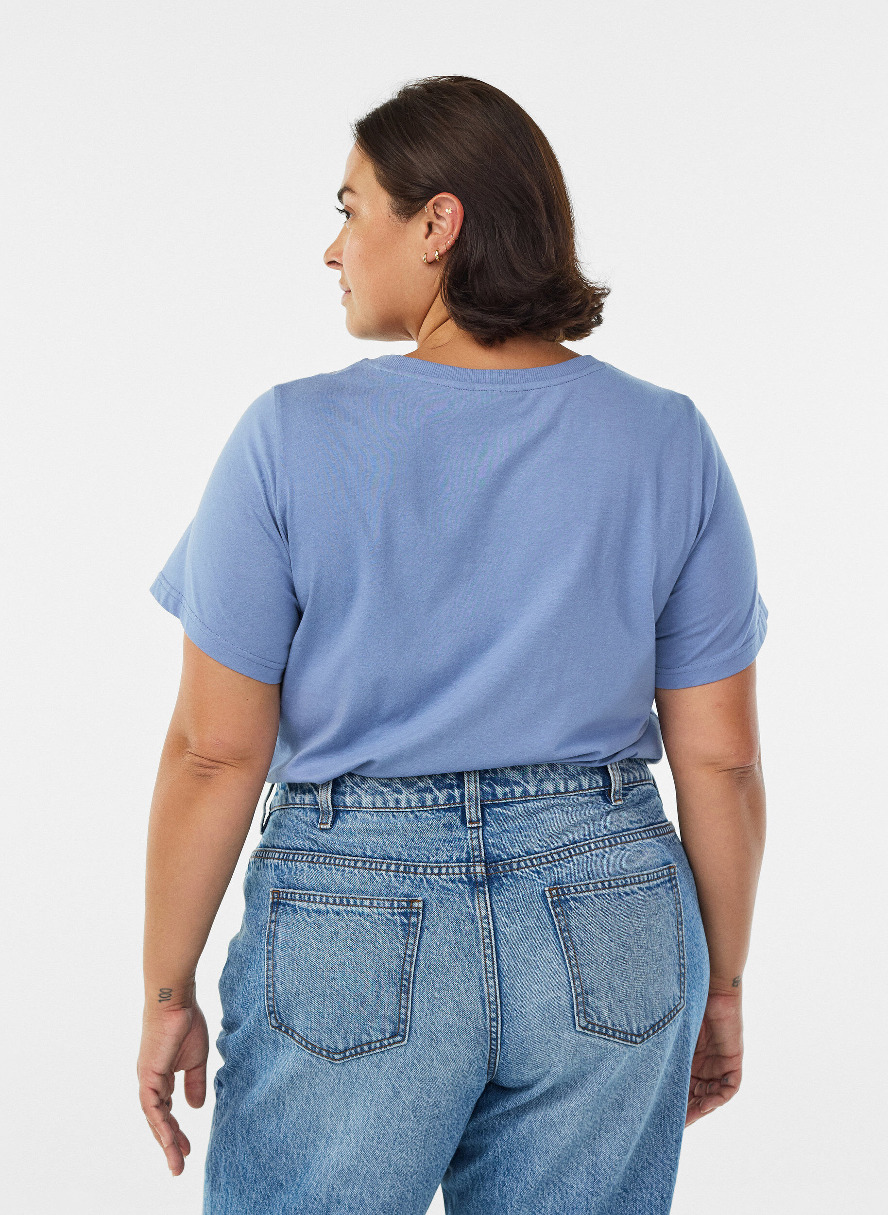 Zizzi T-shirt avec imprim&eacute; r&eacute;tro, Bleu, Model image number 2