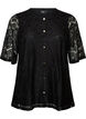 Blouse en dentelle avec boutons d&eacute;coratifs, Noir, Packshot image number 0