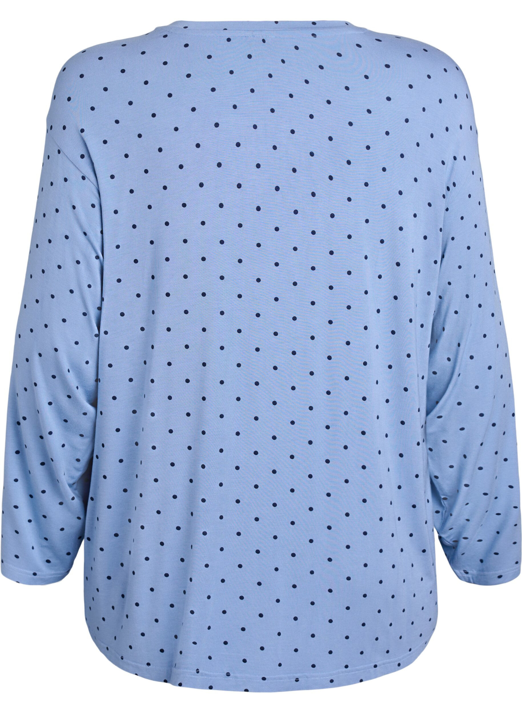 Zizzi Blouse de nuit en modal avec manches longues, Bleu, Packshot image number 1
