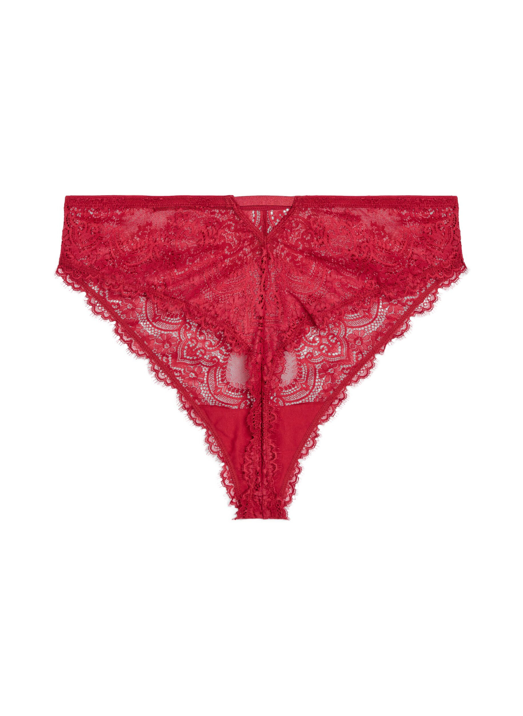 Zizzi Thong en dentelle avec une ouverture au dos, Rouge, Packshot image number 1