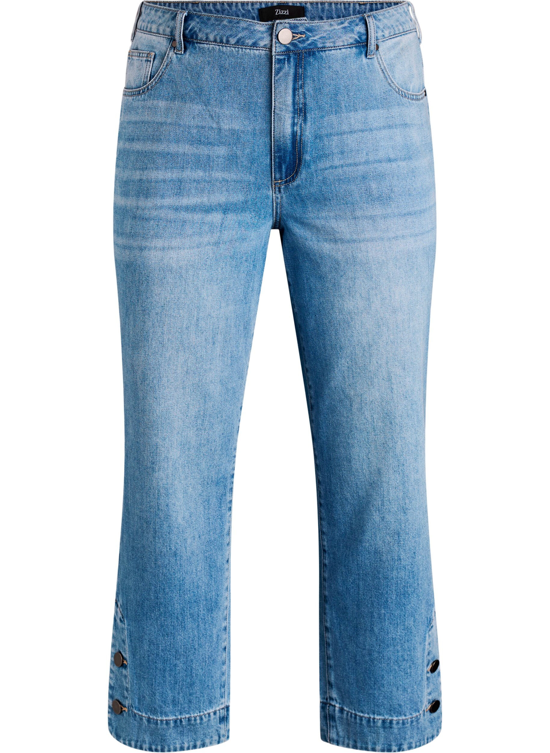 ZizziJean cropped Kiana &agrave; coupe droite avec d&eacute;tails boutonn&eacute;s, Bleu Clair, Packshot image number 0