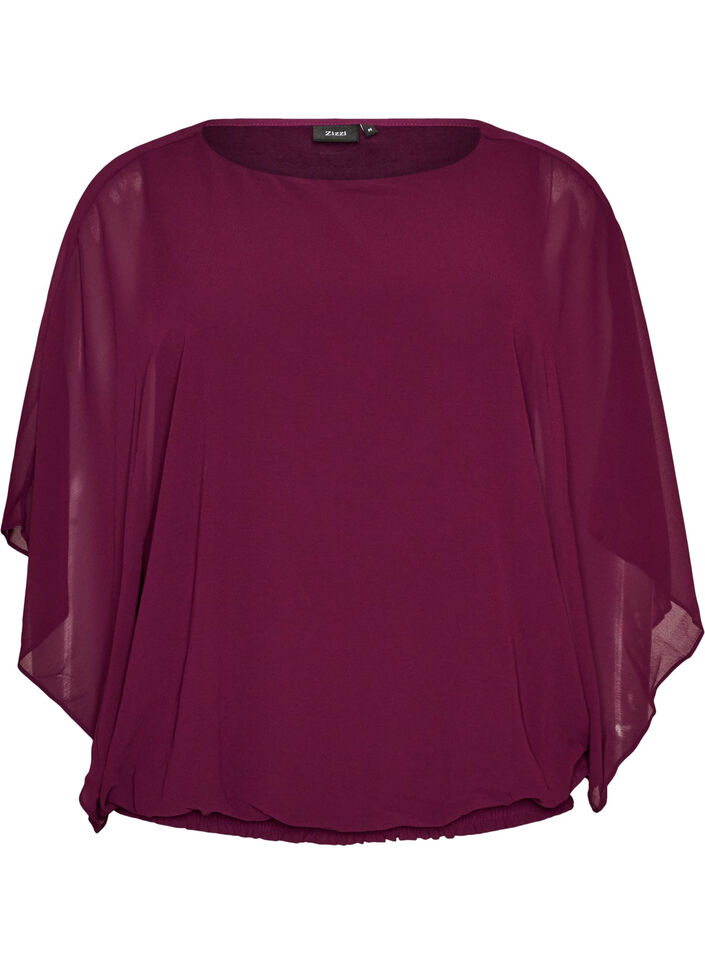 Blouse en mousseline avec effet ballon, Violet, Packshot image number 0