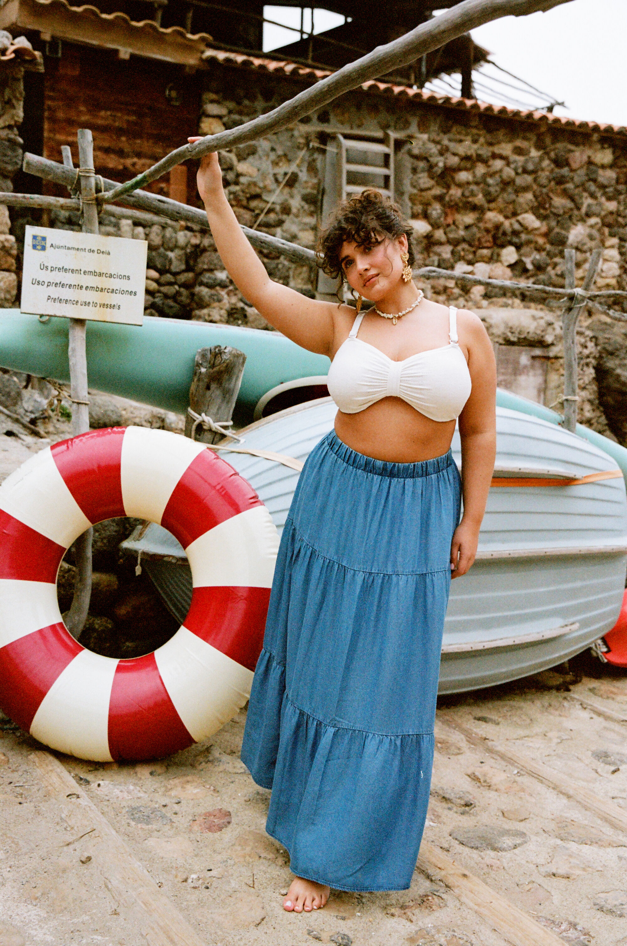 ZizziBoh&egrave;me dans des tons bleu mer, , Model