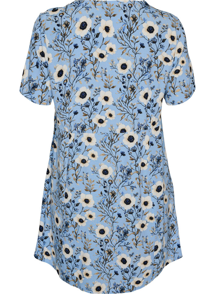Robe courte avec imprim&eacute; floral, Bleu, Packshot image number 1