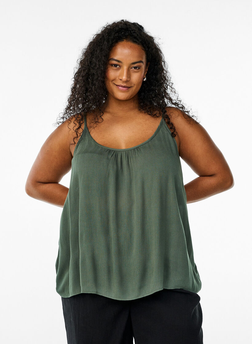 Top &agrave; bretelles en viscose, Vert, Model image number 0