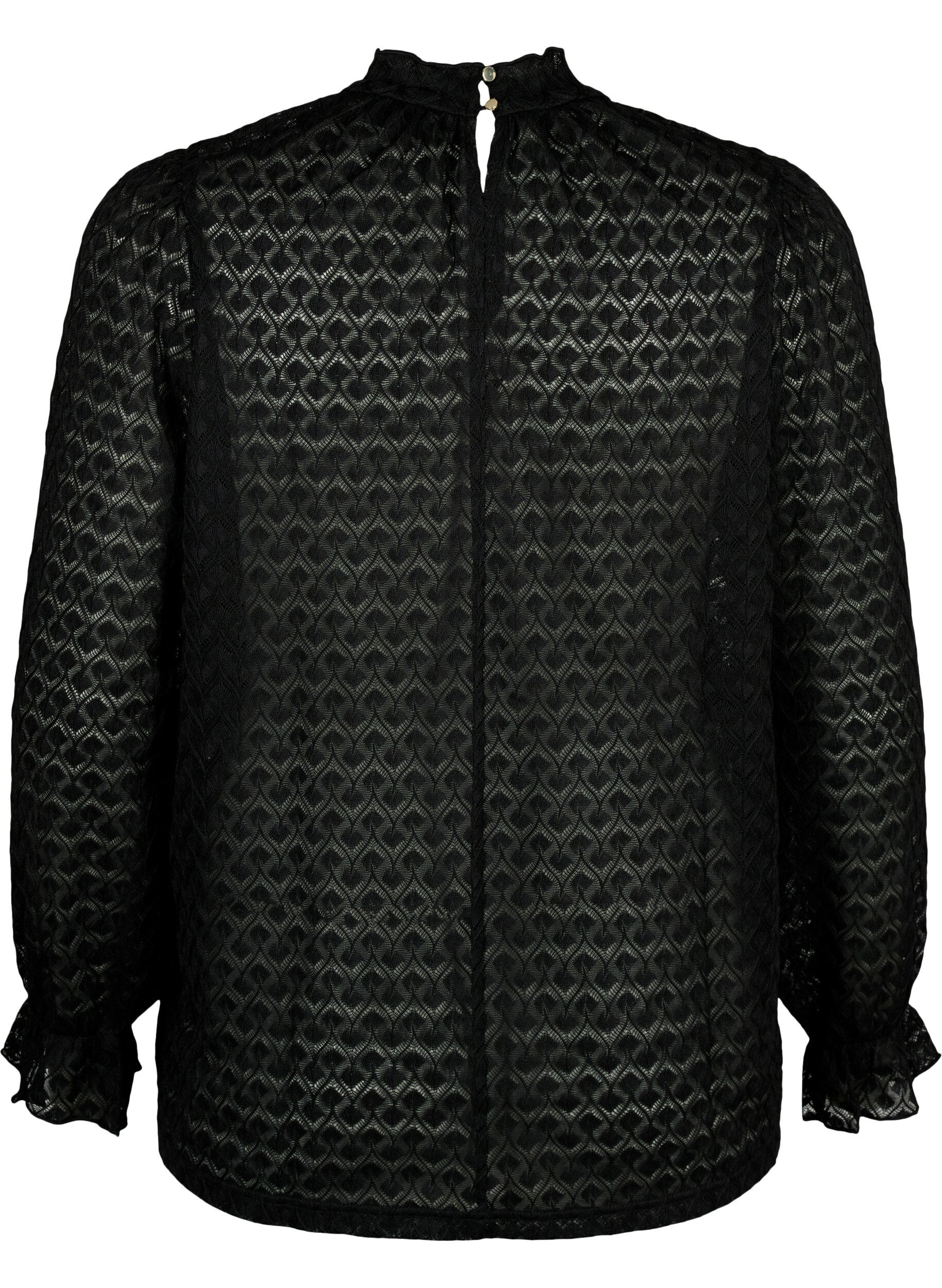 Zizzi  Blouse &agrave; manches longues avec texture &agrave; motifs, Black, Packshot image number 1