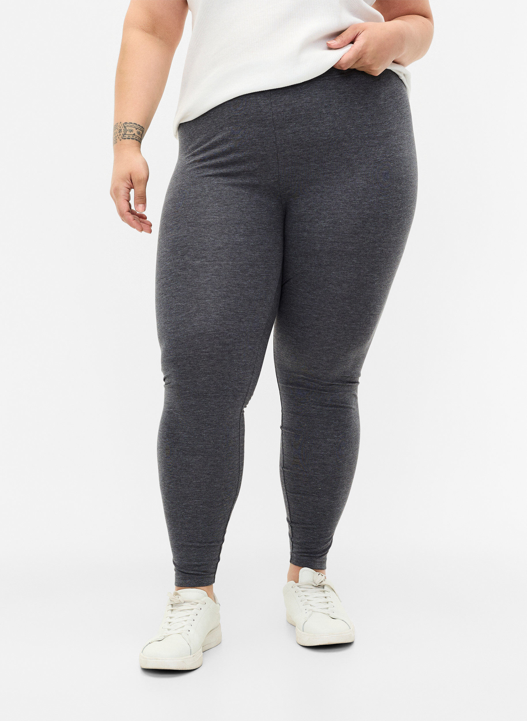 Zizzi Leggings m&eacute;lang&eacute; gris, Dark Grey Melange, Model image number 0