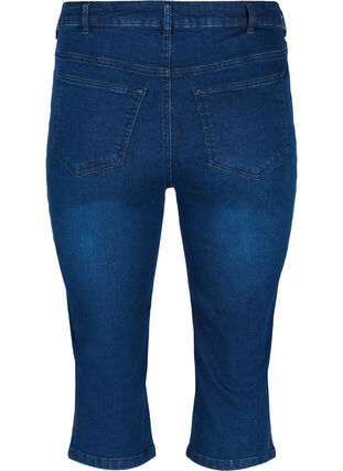 Pantalon capri moulant en denim de coton, Dark blue denim, Packshot image number 1