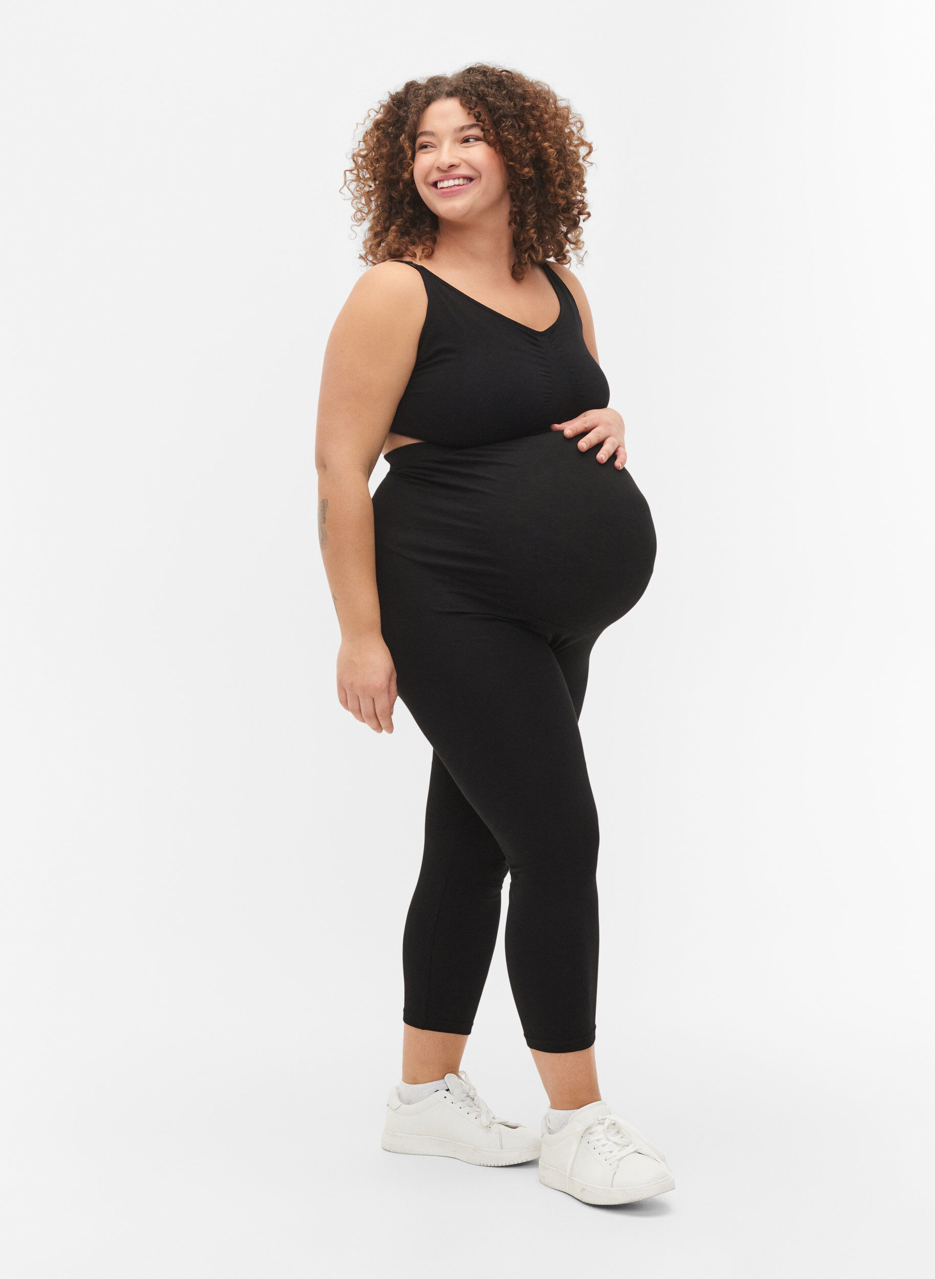 Zizzi Leggings de grossesse avec longueur 3/4, Black, Model image number 0