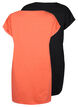 Robe en coton à manches courtes (2-pack), Living Coral / Black, Packshot image number 1