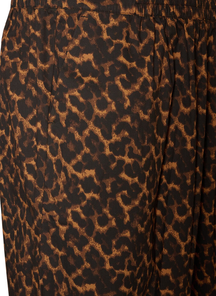 Pantalon ballon &agrave; taille haute et imprim&eacute; int&eacute;gral, Marron, Packshot image number 2