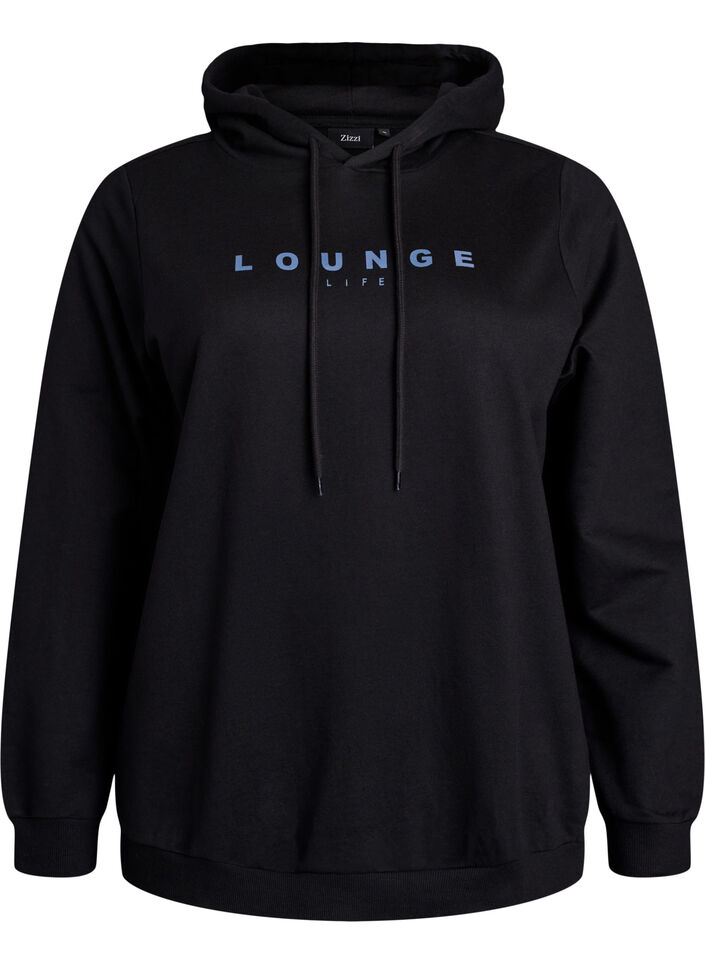 Sweat &agrave; capuche avec imprim&eacute;, Noir, Packshot image number 0