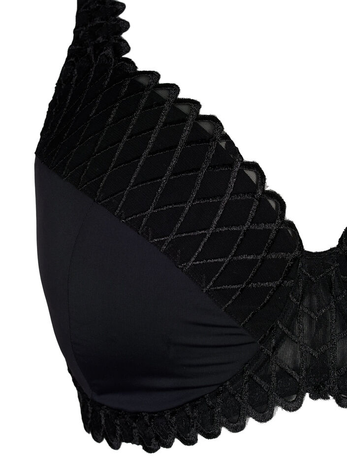 Soutien-gorge rembourré avec armature et détails en dentelle, Noir, Packshot image number 2