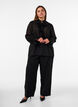 Blouse en viscose avec volants et manches longues, Noir, Model image number 1