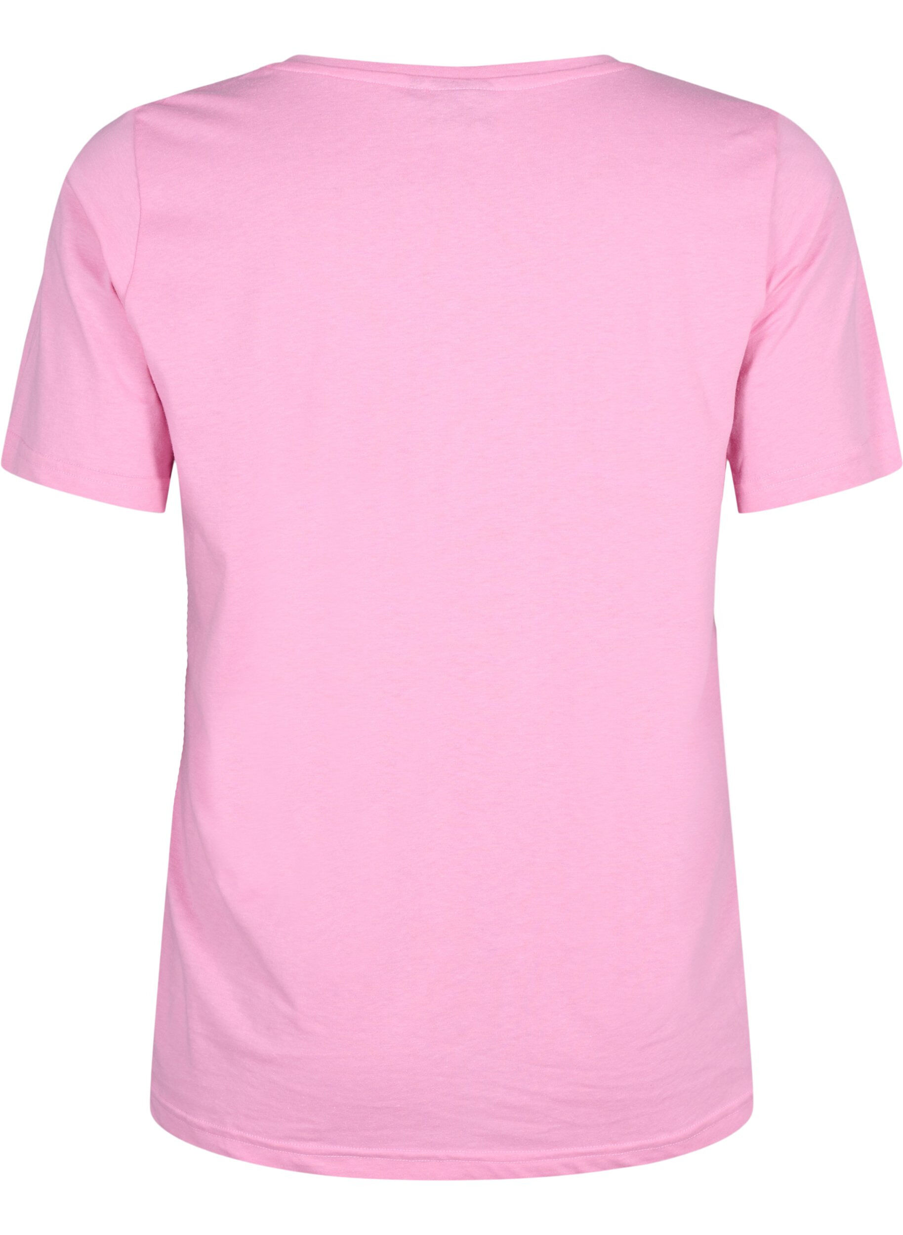 Zizzi FLASH - T-shirt avec col en V, Begonia Pink, Packshot image number 1
