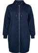 Sweat &agrave; capuche long avec zip et poches, Bleu, Packshot image number 0