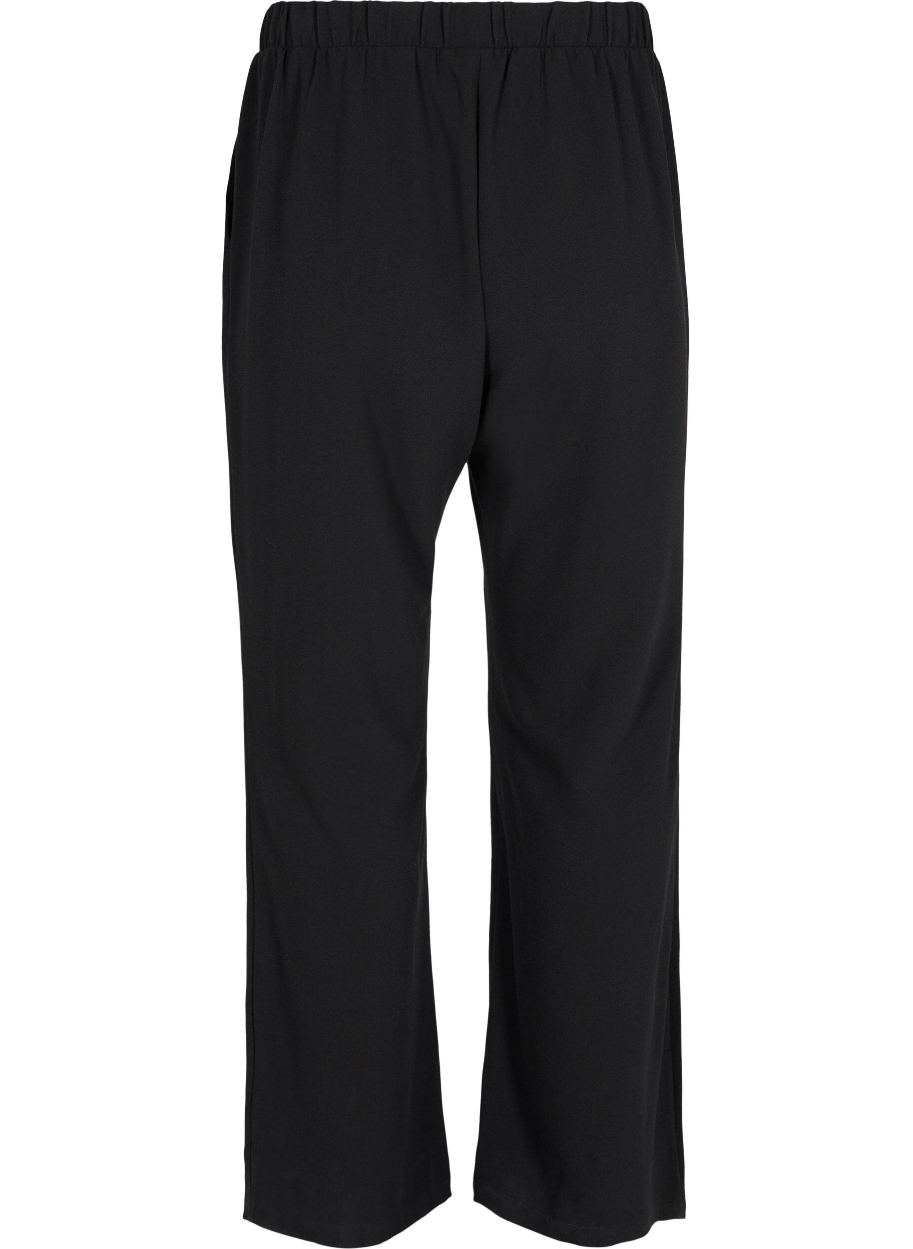 Zizzi Pantalon &eacute;vas&eacute; avec taille &eacute;lastiqu&eacute;e, Noir, Packshot image number 1