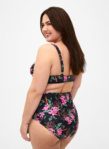 Bas de bikini taille extra haute avec imprimé, Palm Leaf AOP, Model image number 1