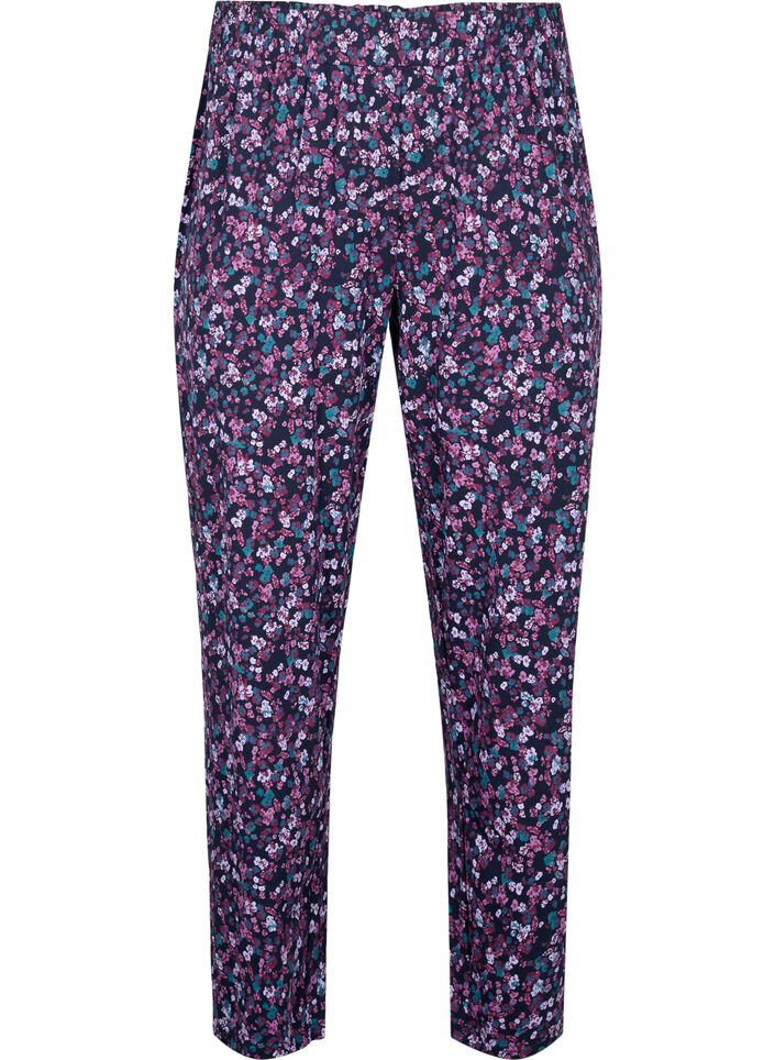 Pantalon de pyjama en coton avec imprimé, Bleu, Packshot image number 0