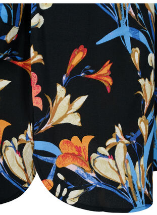 Robe imprimée avec cordon à la taille, Black Flower AOP, Packshot image number 4