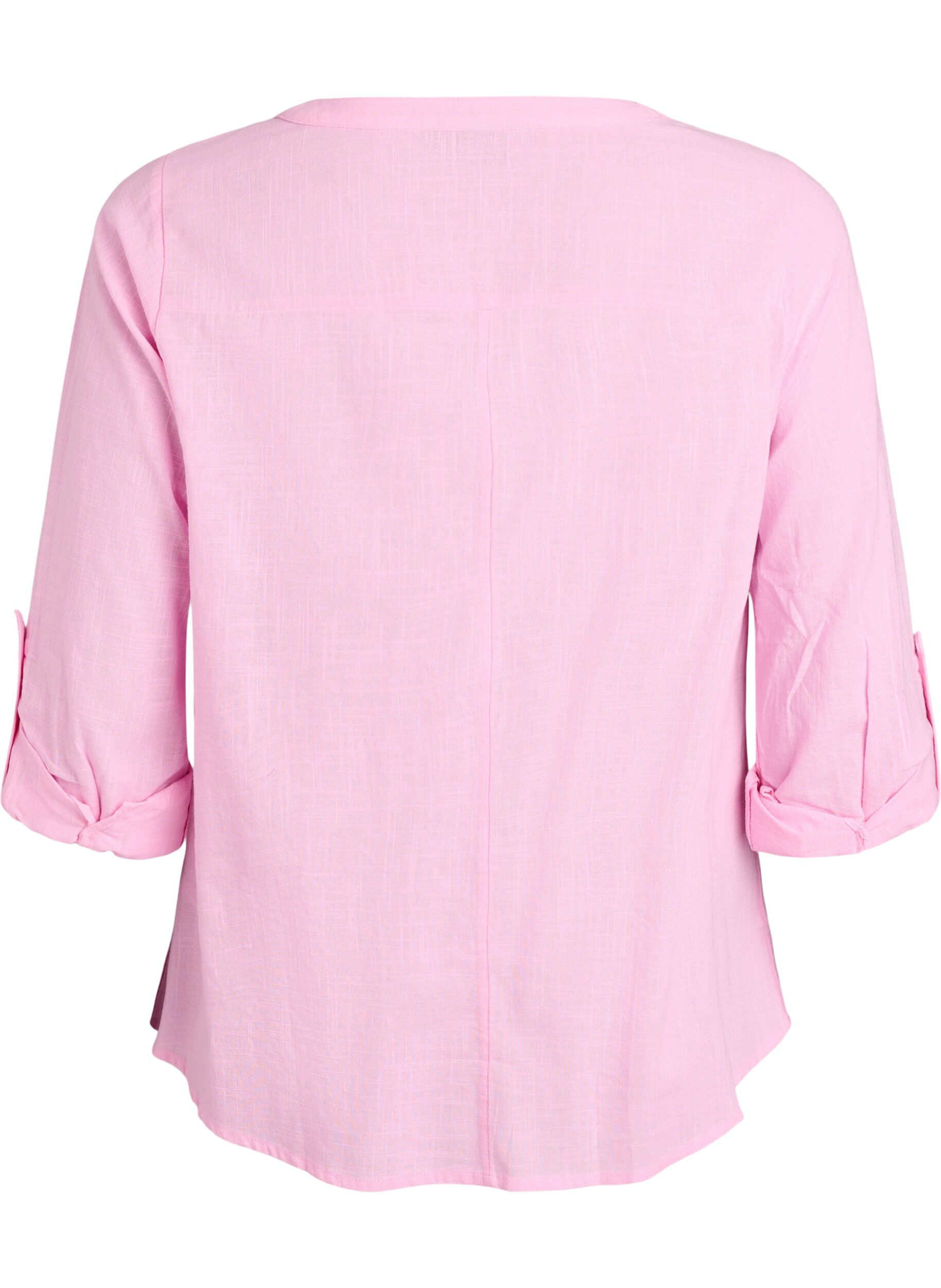 ZizziChemisier en coton avec col en V, Rose, Packshot image number 1