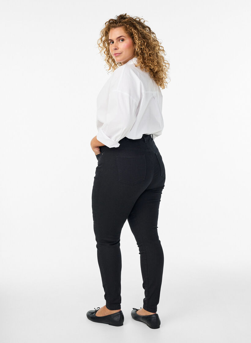 Jean Amy taille haute coupe super slim, Noir, Model image number 1