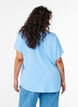 Blouse &agrave; manches courtes et encolure ronde, Bleu, Model image number 2