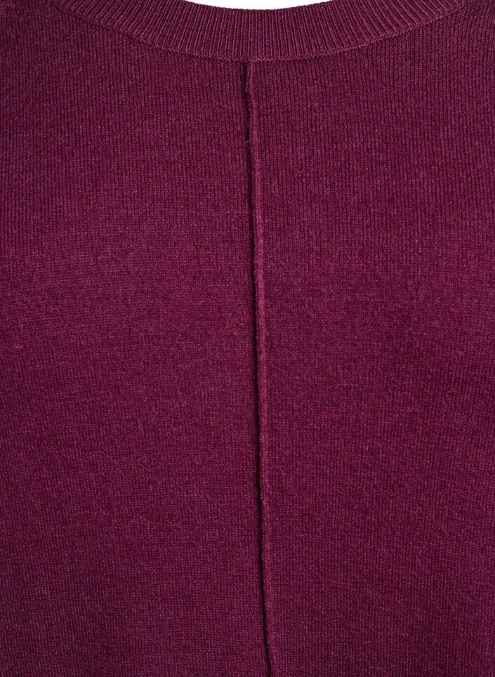 Robe courte en maille &agrave; manches raglan et couture centrale, Bordeaux, Packshot image number 2