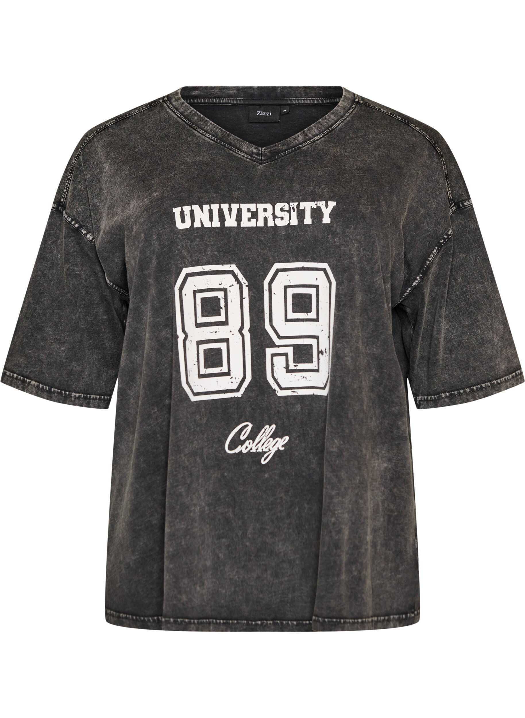 T-shirt oversize en coton bio avec un imprim&eacute; college