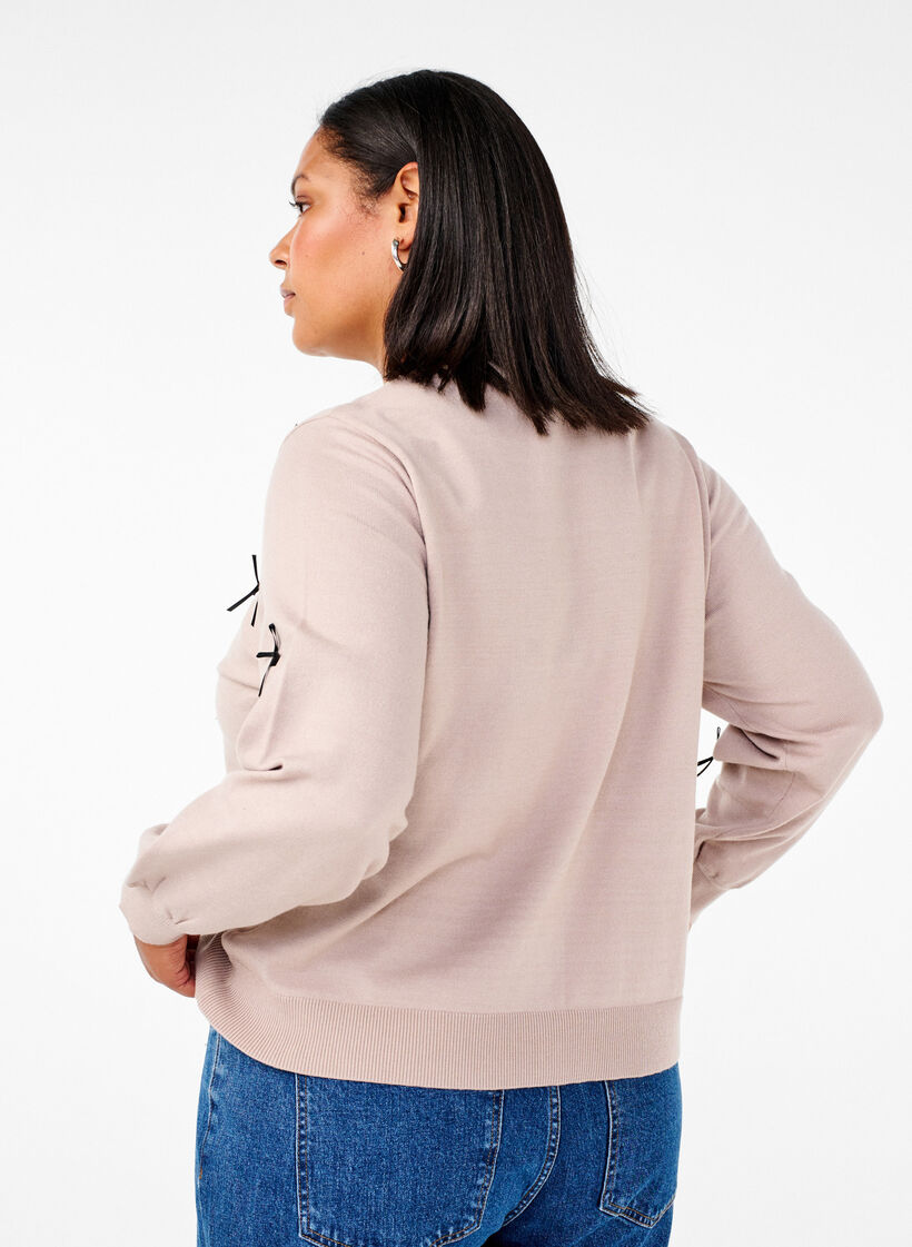 Cardigan tricoté avec nœuds, Simply T. Black Bows, Model image number 1