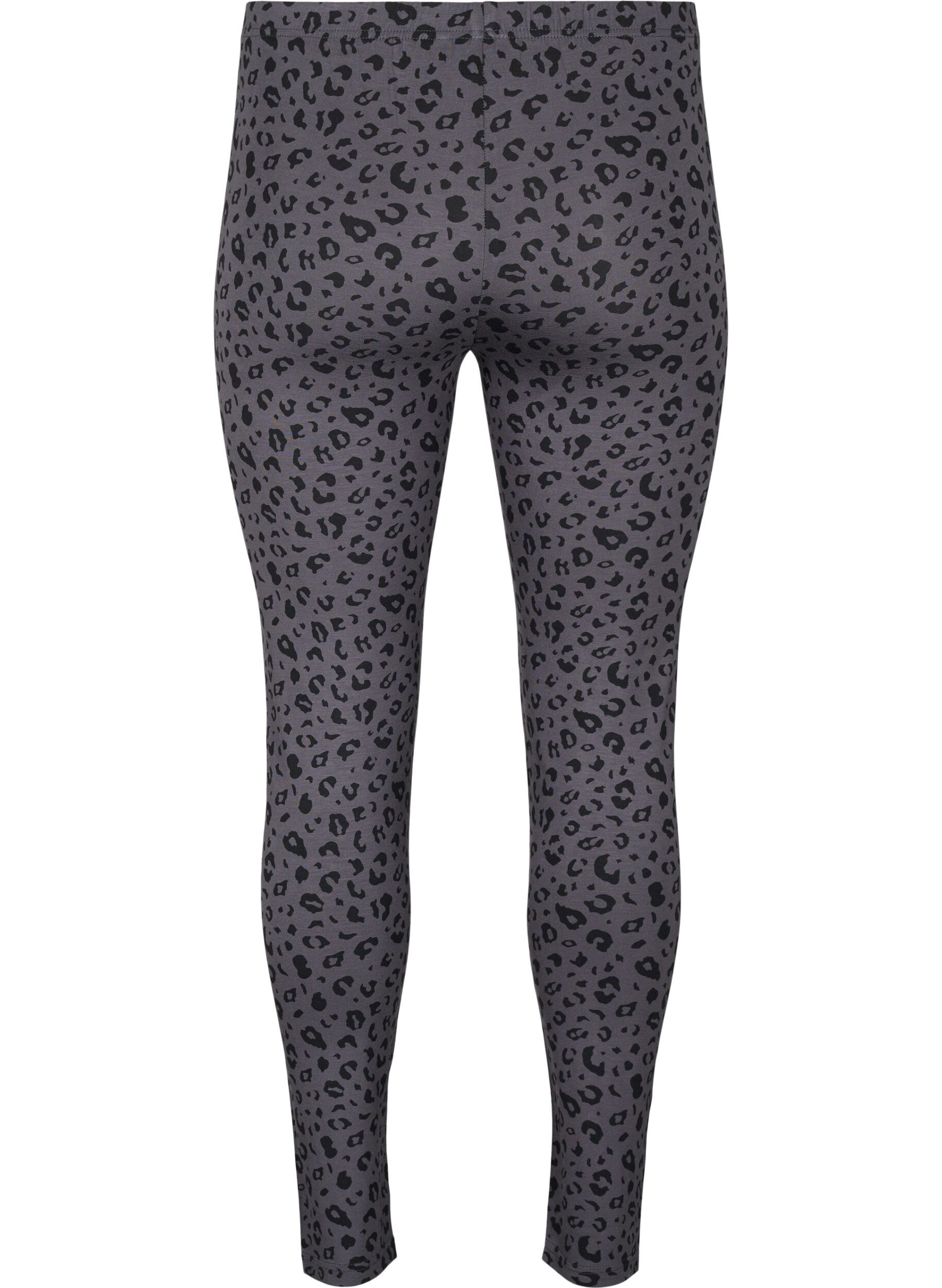 Zizzi Leggings en viscose &agrave; imprim&eacute; l&eacute;opard, Gris, Packshot image number 1