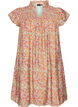 Robe courte en viscose avec smocks et imprim&eacute; fleuri, Orange, Packshot image number 0