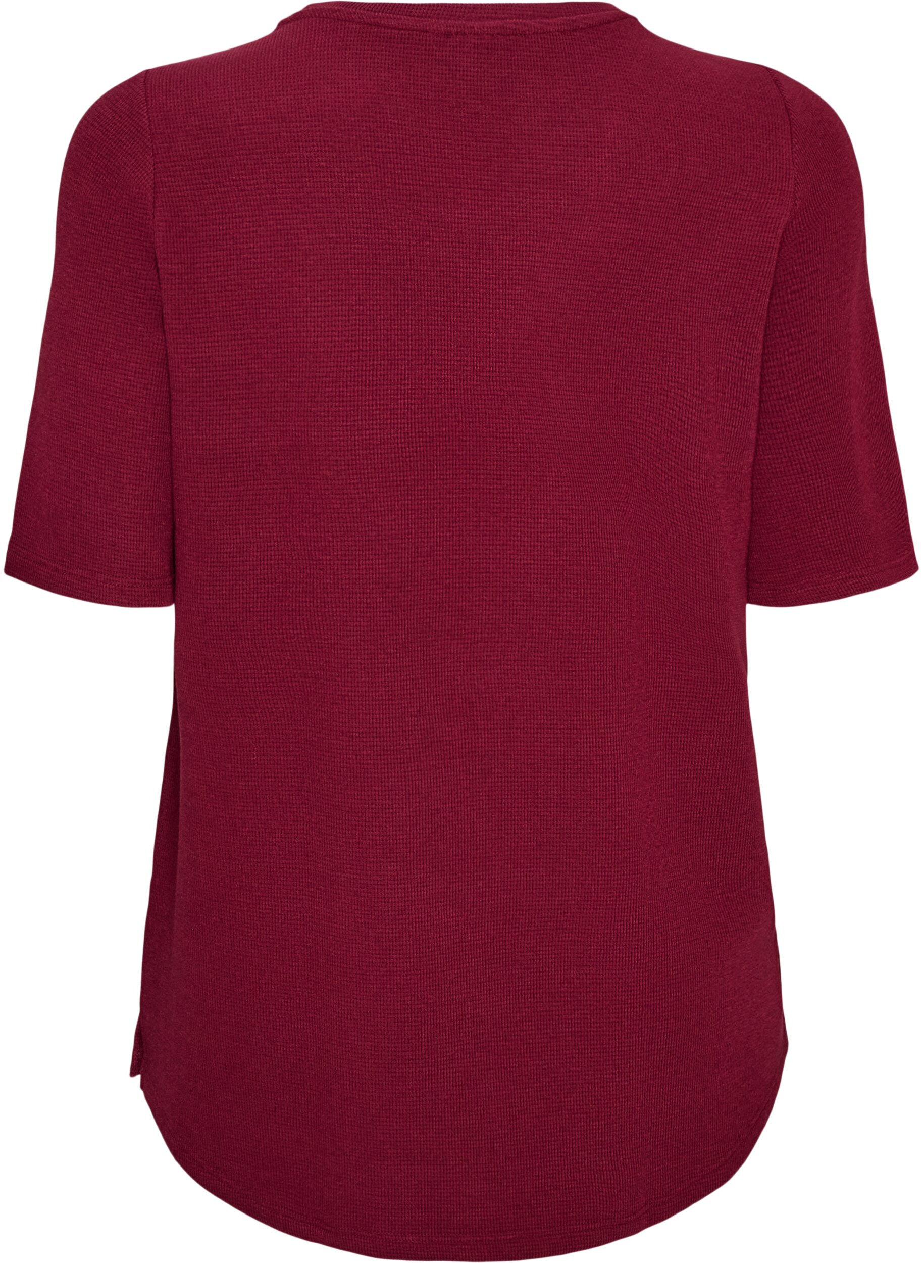 ZizziBlouse textur&eacute;e &agrave; manches coude, Bordeaux, Packshot image number 1