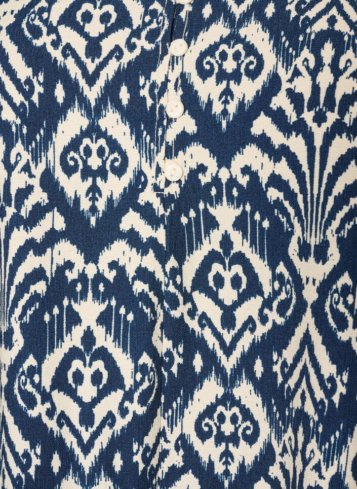Robe imprim&eacute;e en viscose &agrave; manches longues, Bleu, Packshot image number 2