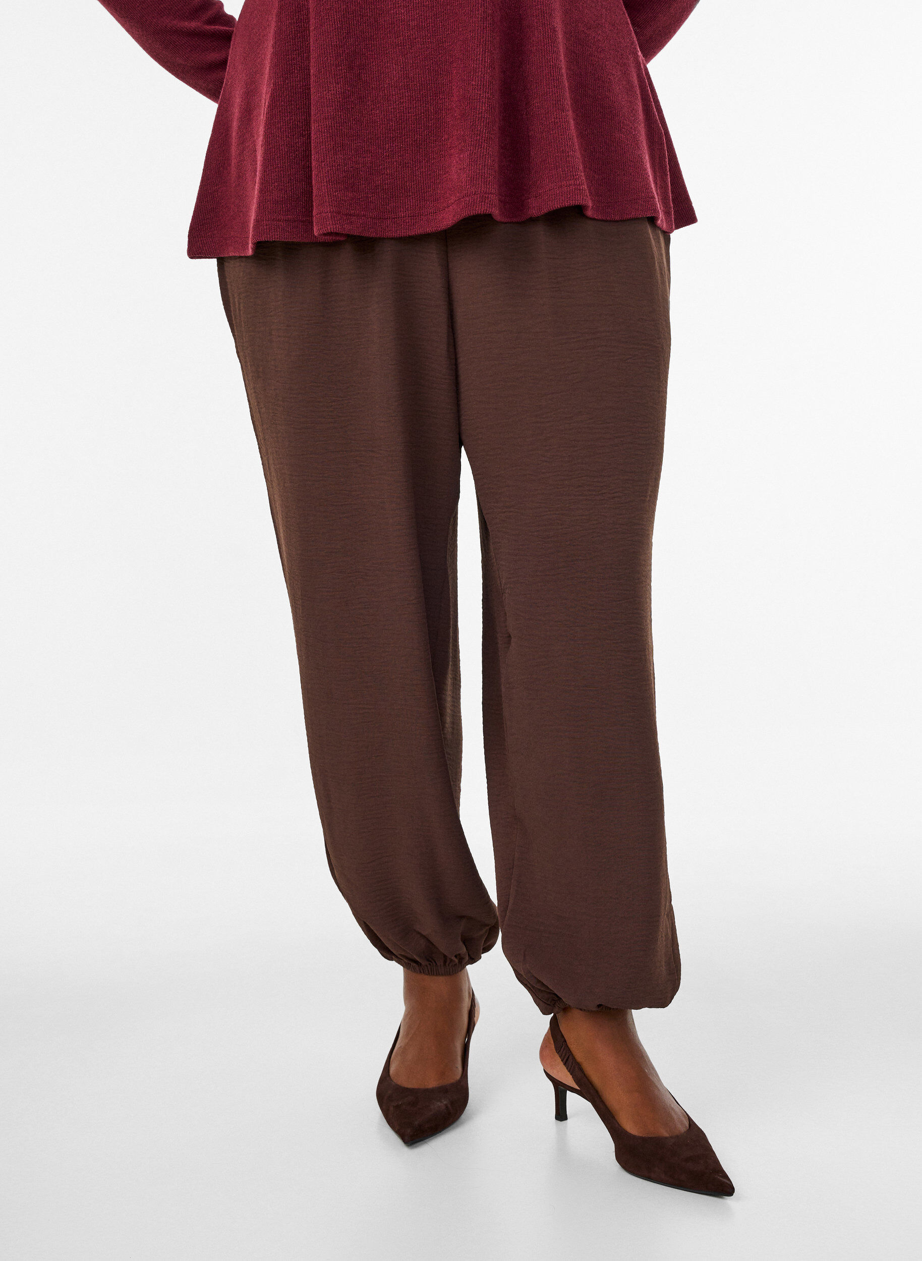 ZizziPantalon balloon taille haute, Marron, Model image number 2
