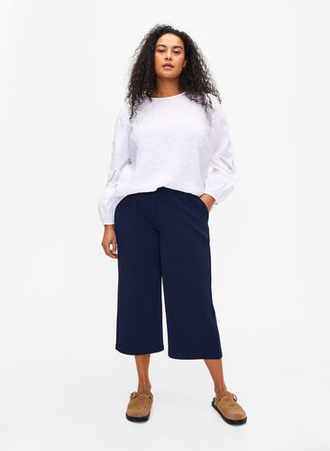 Pantalon ample avec longueur 7/8, Navy Blazer Solid, Model image number 0