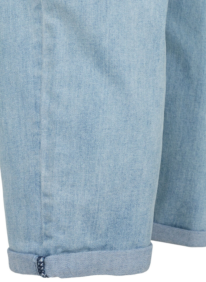Jean 7/8 retrouss&eacute; et taille haute, Bleu Clair, Packshot image number 3