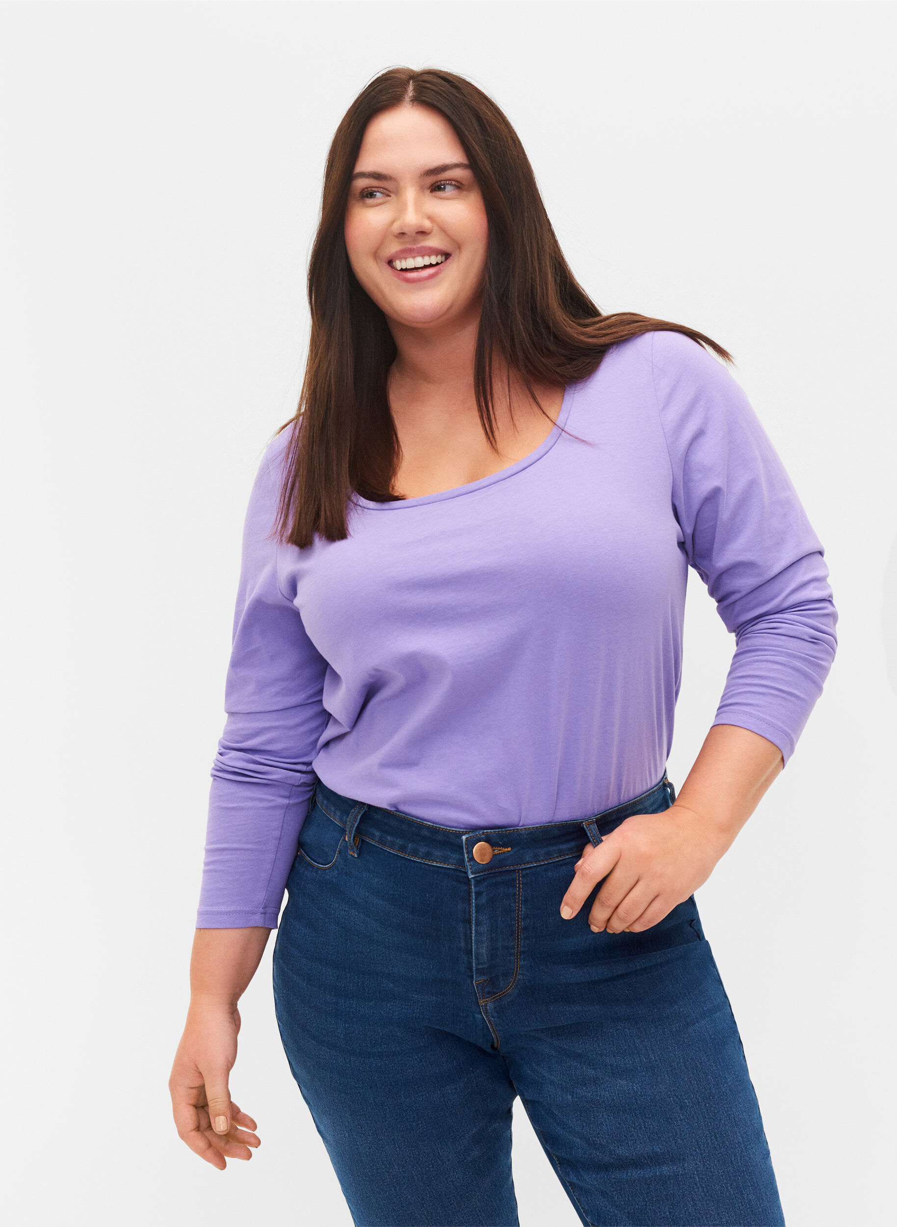 Zizzi Lot de 2 blouses basiques en coton, Paisley Purple/Black, Model image number 0