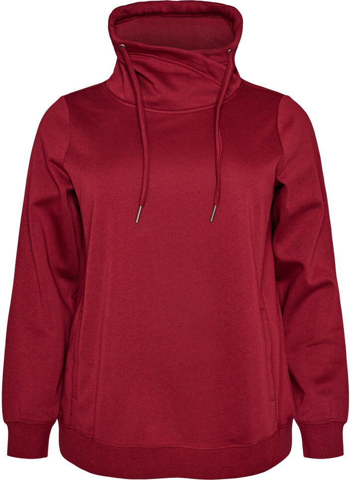 Sweat &agrave; col montant et poches, Bordeaux, Packshot image number 0