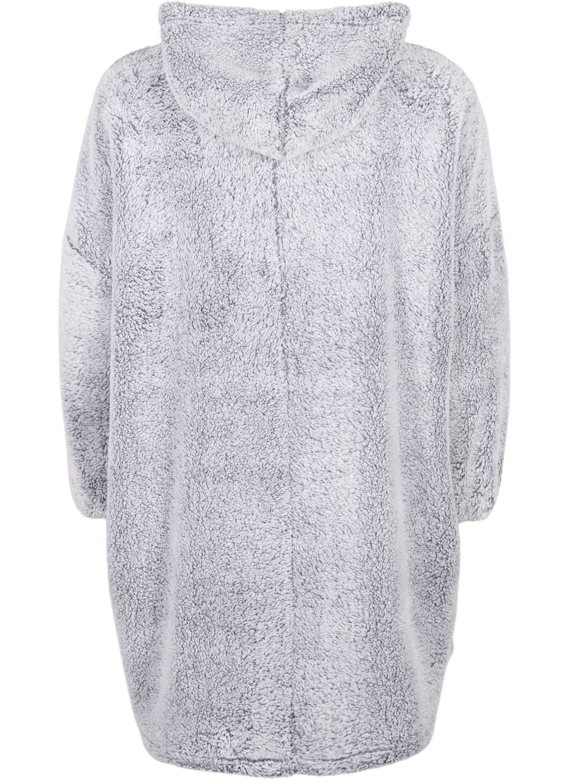 Zizzi Robe en peluche surdimensionn&eacute;e avec poche, Grey Melange, Packshot image number 1