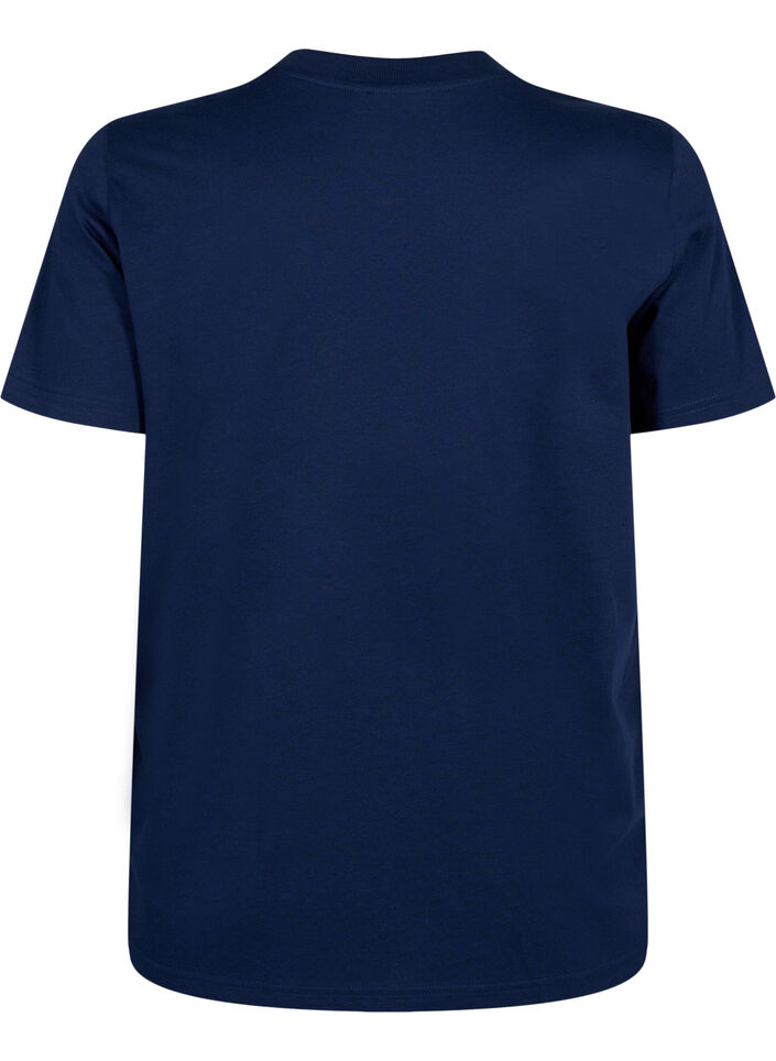 T-shirt basique en coton &agrave; col rond, Bleu, Packshot image number 1