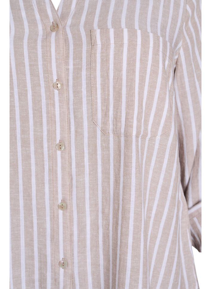 Chemise en lin et viscose avec manches 3/4, Beige, Packshot image number 2